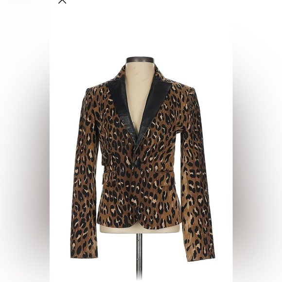 DSQUARED2 Leopard Print Calf Leather Trim Blazer - Picture 1 of 13